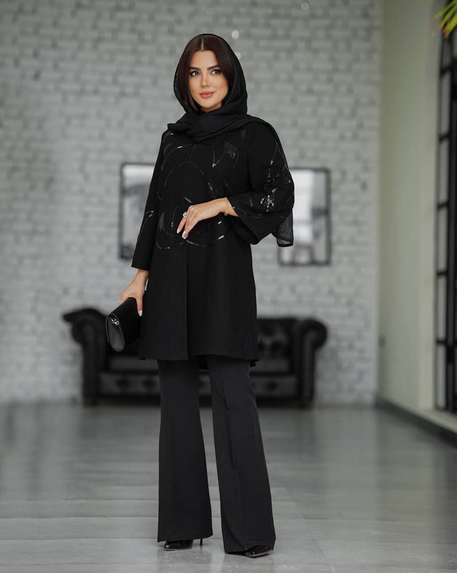 مانتو مجلسی پولک دوزی مشکی