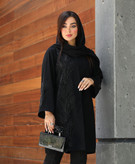 مانتو مجلسی مشکی نگین دوزی مروارید دوزی