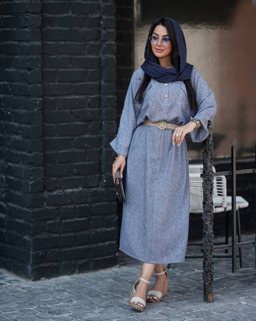 مانتو بلند کمربند دار