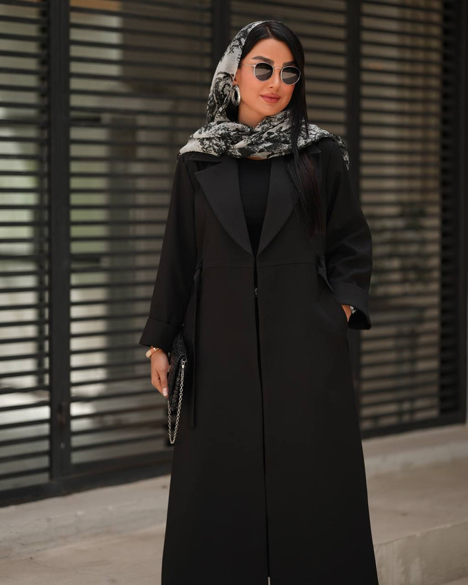 مانتو یقه انگلیسی کمر دار