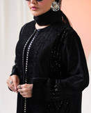 مانتو مجلسی مشکی کار شده