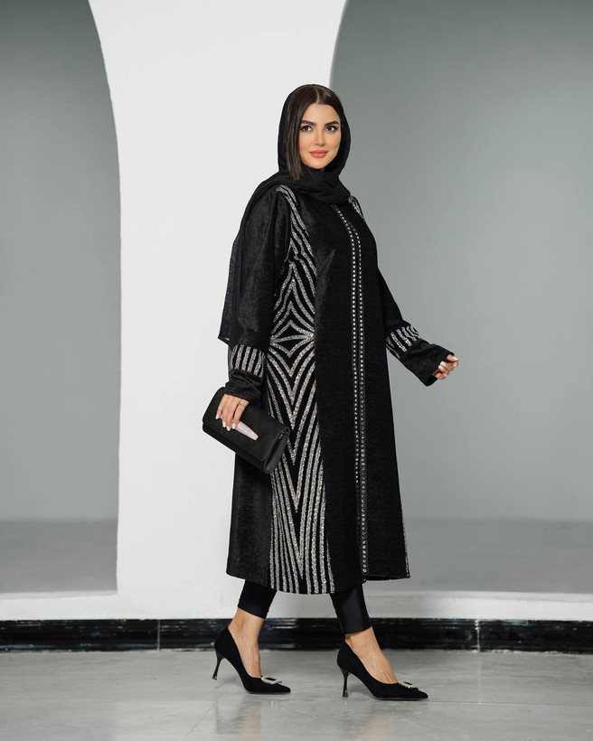 مانتو مخمل شانل پولک دوزی