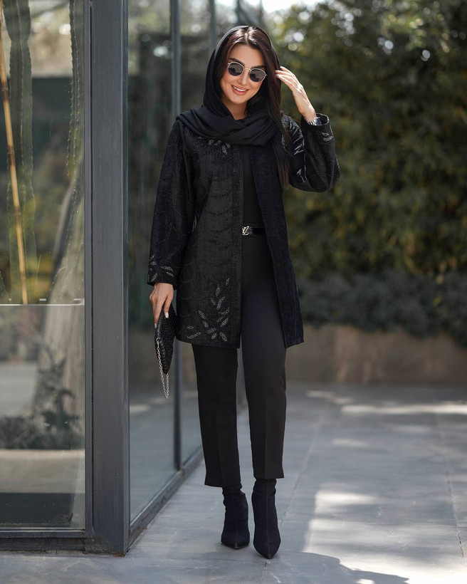 مانتو کتی مجلسی مخمل شانل