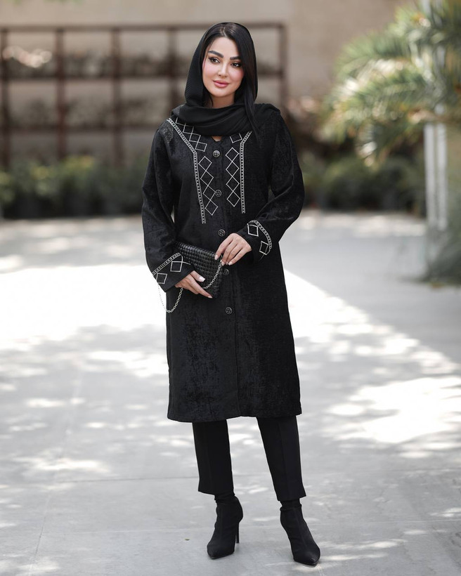 مانتو مخمل شانل گلدوزی