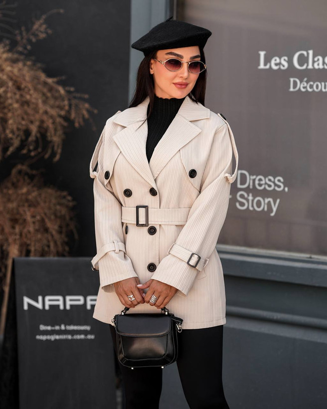 بارانی شیک دخترانه کمردار