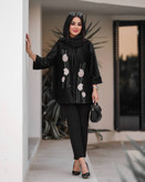 مانتو مخمل کتی گلدوزی