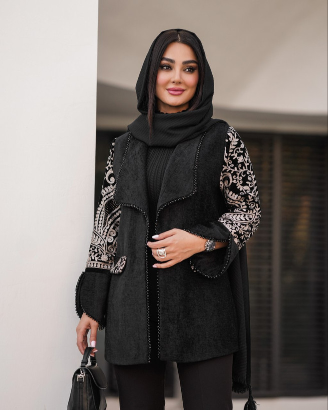 مانتو کتی مجلسی مخمل قواره دار