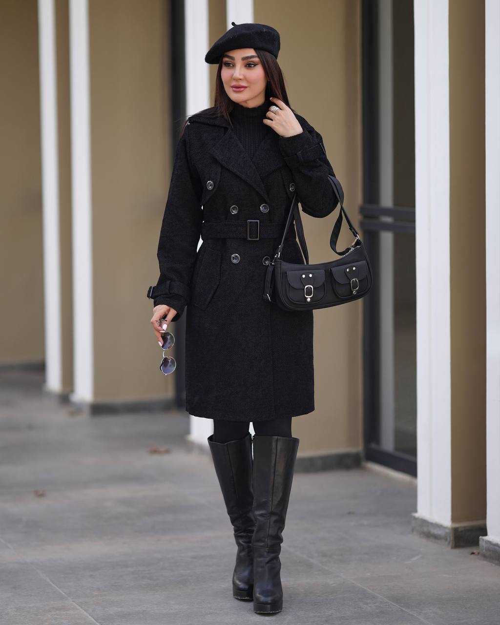 مانتو مشکی بلند پاییزه مخمل