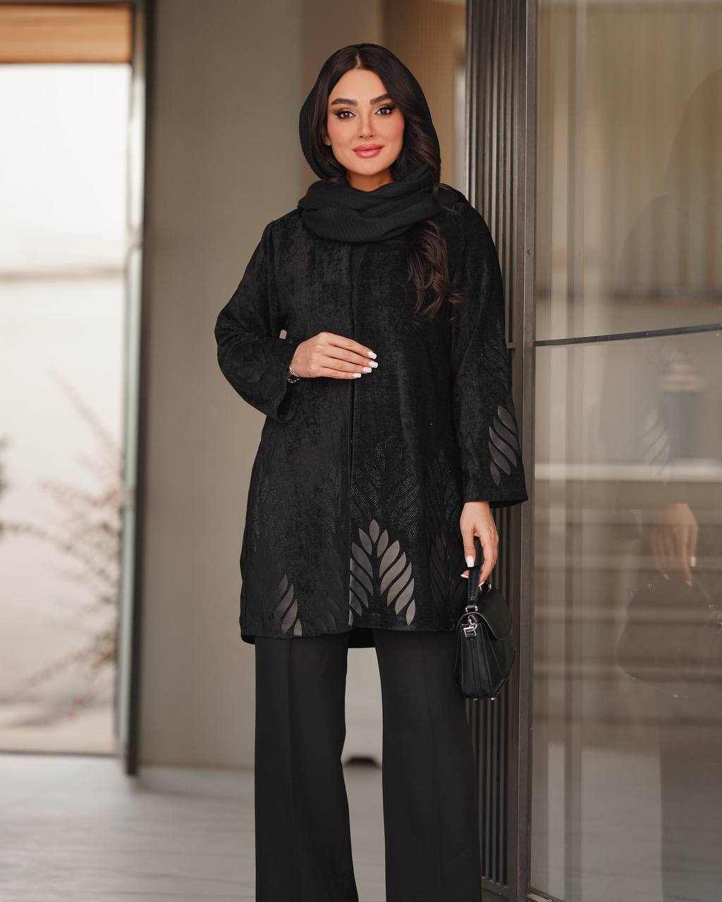 مانتو مجلسی مخمل طرح دار مدل سوسن