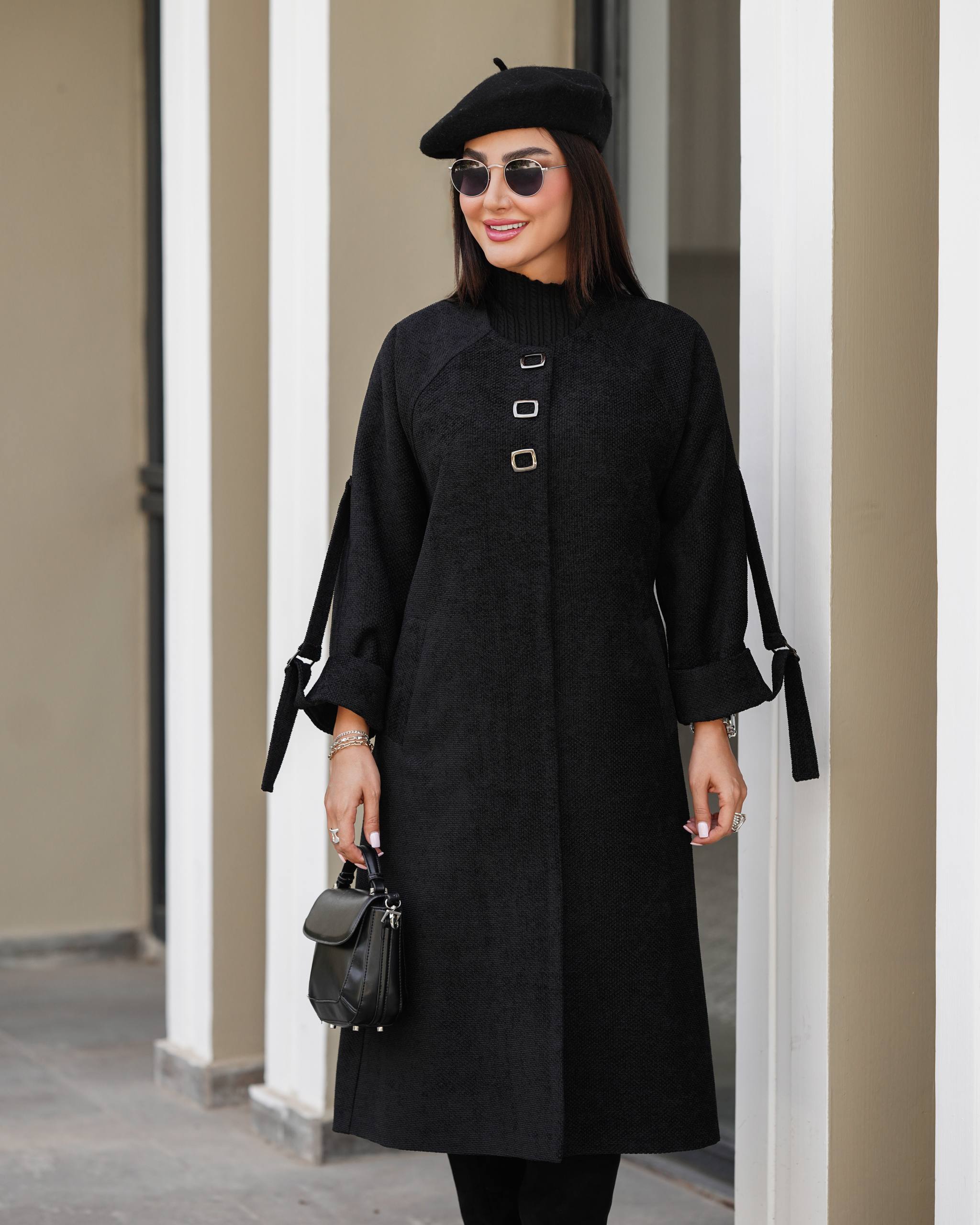 مانتو مخمل بلند مشکی