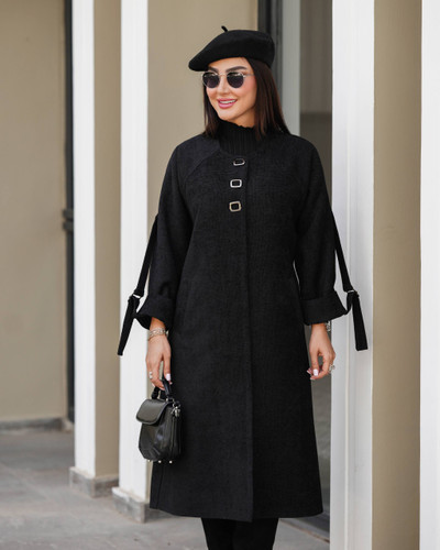 مانتو مخمل بلند مشکی