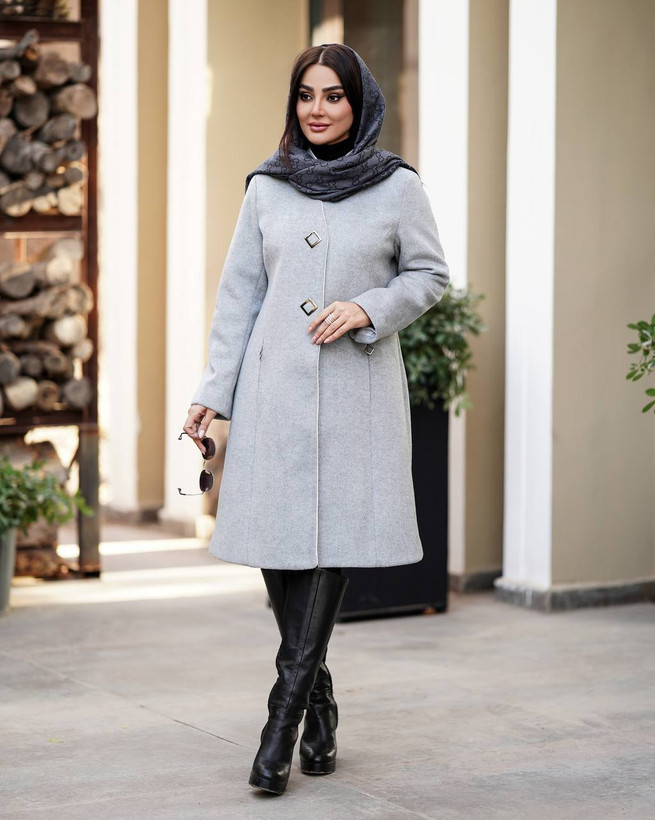 پالتو زنانه بلند یقه ایستاده