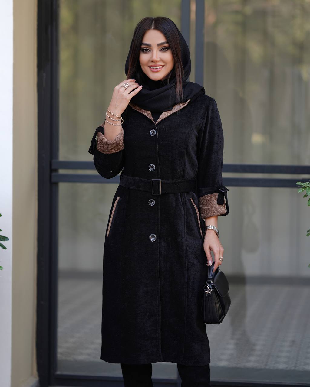 بارانی کلاهدار مخمل