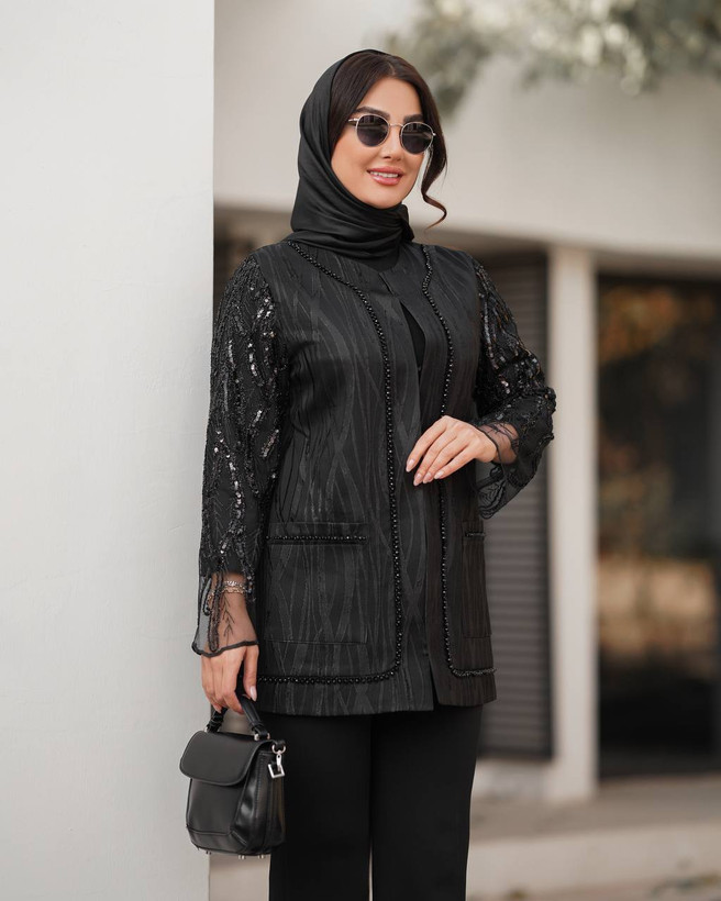 مانتو مجلسی زنانه مشکی شیک