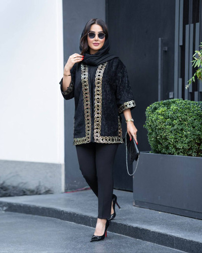مانتو زنانه کتی مجلسی پولکی مدل الهه