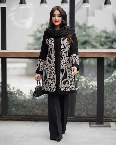 مانتو زنانه گلدوزی کرپ لمه