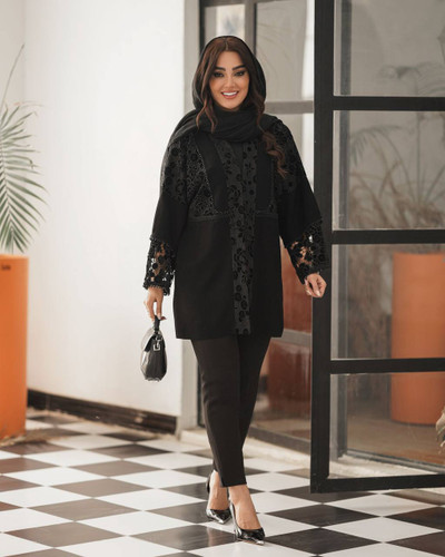 مانتو مجلسی زنانه کرپ لمه ژاکارد