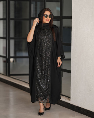 مانتو عبا زنانه حریر جت بلک