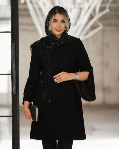 مانتو زنانه مجلسی کرپ لمه ژاکارد