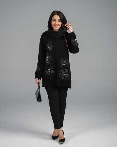 مانتو زنانه کتی کرپ لمه ژاکارد